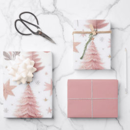 Prachtige Pastel Roze Kerst Design Inpakpapier Vel
