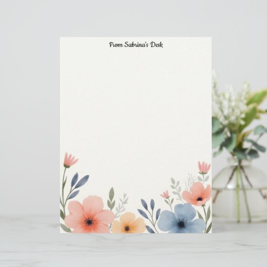 Prachtige pastelbloemen briefhoofd (Staand voorkant)