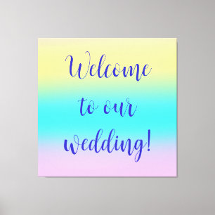 Prachtige pastelregenbooggradiënt bruiloft canvas afdruk