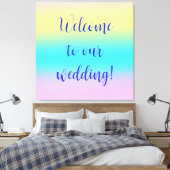 Prachtige pastelregenbooggradiënt bruiloft canvas afdruk (Insitu (Slaapkamer))