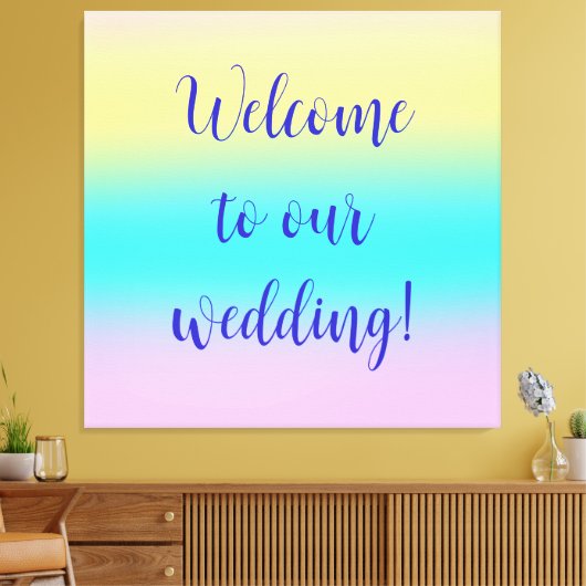 Prachtige pastelregenbooggradiënt bruiloft canvas afdruk (Insitu (Woonkamer))
