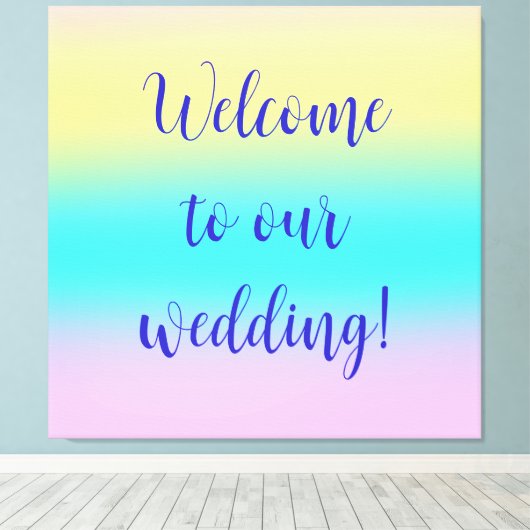 Prachtige pastelregenbooggradiënt bruiloft canvas afdruk (Insitu (Houten vloer))