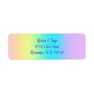 Prachtige pastelregenbooggradiënt bruiloft etiket