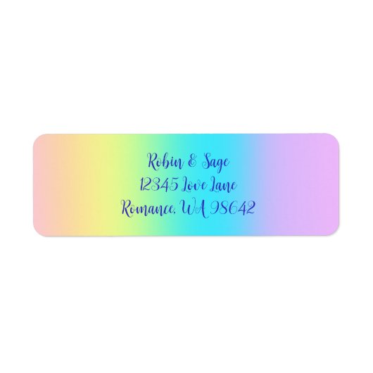 Prachtige pastelregenbooggradiënt bruiloft etiket (Voorkant)