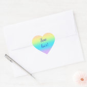 Prachtige pastelregenbooggradiënt bruiloft hart sticker (Envelop)