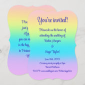 Prachtige pastelregenbooggradiënt bruiloft kaart (Voorkant / Achterkant)