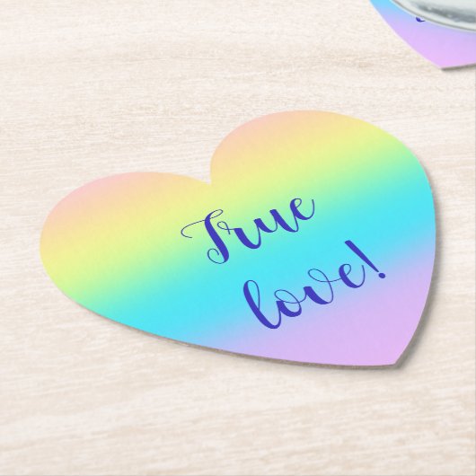 Prachtige pastelregenbooggradiënt bruiloft kartonnen onderzetters (Gekanteld)