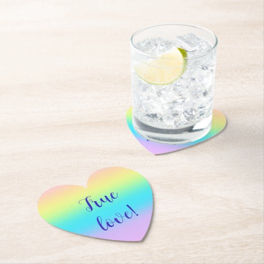 Prachtige pastelregenbooggradiënt bruiloft kartonnen onderzetters (Insitu)