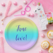 Prachtige pastelregenbooggradiënt bruiloft papieren bordje (Feest)