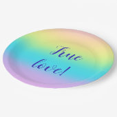 Prachtige pastelregenbooggradiënt bruiloft papieren bordje (Gekanteld)