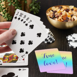 Prachtige pastelregenbooggradiënt bruiloft pokerkaarten