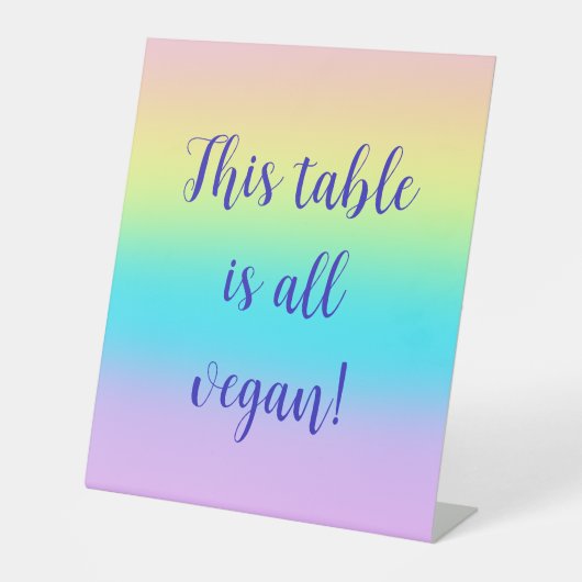 Prachtige pastelregenbooggradiënt bruiloft reclamebord met voetstuk (Voorkant)