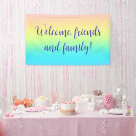 Prachtige pastelregenbooggradiënt bruiloft spandoek
