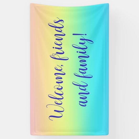 Prachtige pastelregenbooggradiënt bruiloft spandoek (Verticaal)