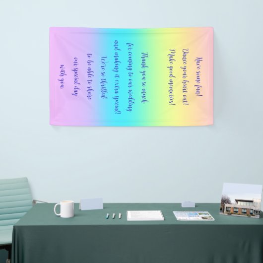 Prachtige pastelregenbooggradiënt bruiloft spandoek (Beurs)