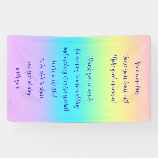 Prachtige pastelregenbooggradiënt bruiloft spandoek (Horizontaal)