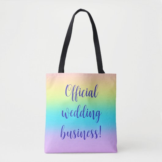 Prachtige pastelregenbooggradiënt bruiloft tote bag (Voorkant)