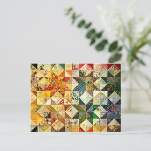 Prachtige patchwork briefkaart (Staand voorkant)