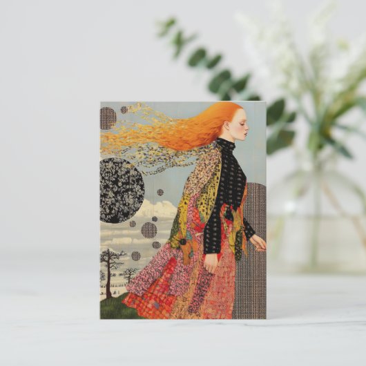 Prachtige patchwork jurk briefkaart (Staand voorkant)