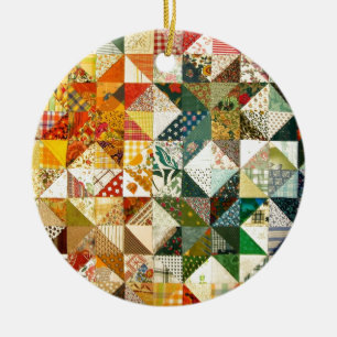 Prachtige patchwork keramisch ornament