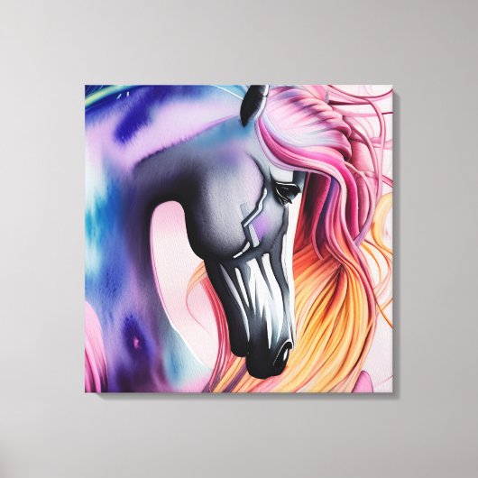 Prachtige patel Unicorn Horse Triptych Canvas Afdruk (Voorkant)