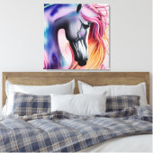 Prachtige patel Unicorn Horse Triptych Canvas Afdruk (Insitu (Slaapkamer))