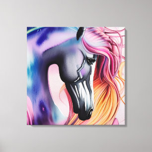 Prachtige patel Unicorn Horse Triptych Canvas Afdruk