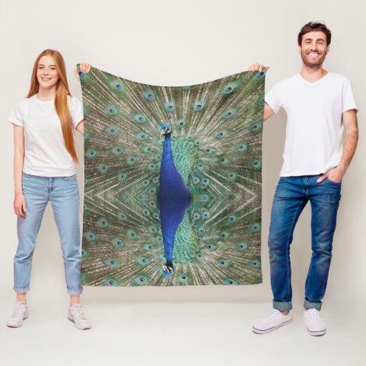 Prachtige Pauw Aangepaste Afbeelding Luxe Eleganti Fleece Deken (In situ)