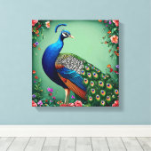 Prachtige pauw bloem achtergrond canvas afdruk (Insitu (Houten vloer))