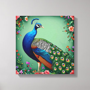 Prachtige pauw bloem achtergrond canvas afdruk