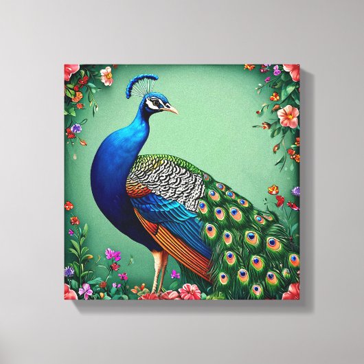 Prachtige pauw bloem achtergrond canvas afdruk (Voorkant)