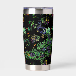 Prachtige Pauw en Vintage Bloemen Geïsoleerde Drinkbeker