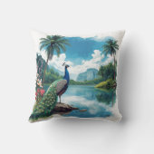 Prachtige pauw in een tropisch paradijs kussen (Achterkant)