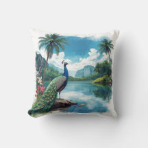 Prachtige pauw in een tropisch paradijs