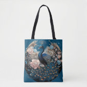 Prachtige pauw met blauwe basis tote bag (Voorkant)