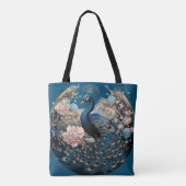 Prachtige pauw met blauwe basis tote bag (Achterkant)