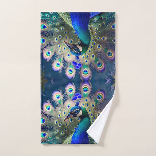 Prachtige pauw met blauwgroen en gouden verenkleed bad handdoek (Handdoek)