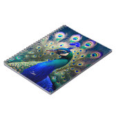 Prachtige pauw met blauwgroen en gouden verenkleed notitieboek (Linkerzijde)