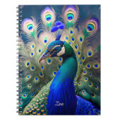 Prachtige pauw met blauwgroen en gouden verenkleed notitieboek (Voorkant)