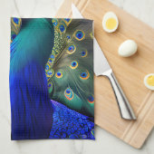 Prachtige pauw met blauwgroen en gouden verenkleed theedoek (Quarter Fold)