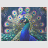 Prachtige pauw met blauwgroen en gouden verenkleed tissuepapier (Voorkant)