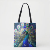 Prachtige pauw met blauwgroen en gouden verenkleed tote bag (Voorkant)