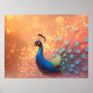 Prachtige Pauw met Levendig Verenkleed Poster