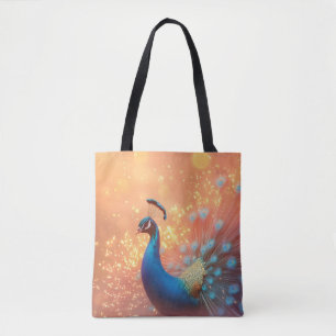Prachtige Pauw met Levendig Verenkleed Tote Bag