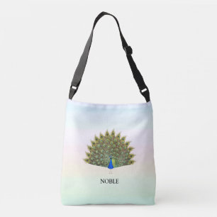Prachtige pauw op pastelkleuren crossbody tas