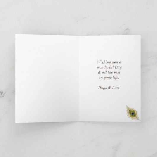 Prachtige pauw verjaardag notitiekaartje (Binnen)