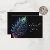 Prachtige pauwenveer dank u notitiekaartje (Voorkant / Achterkant in situ)