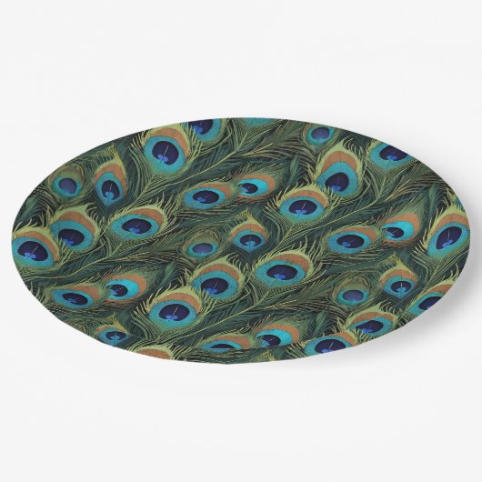 Prachtige Pauwenveren Papieren Bordje (Gekanteld)