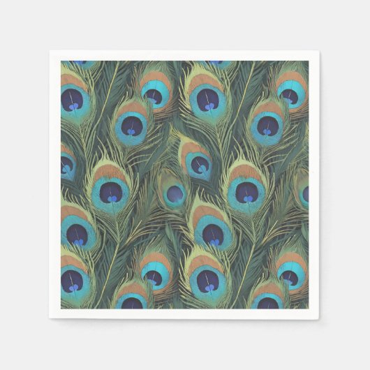 Prachtige Pauwenveren Servet (Voorkant)