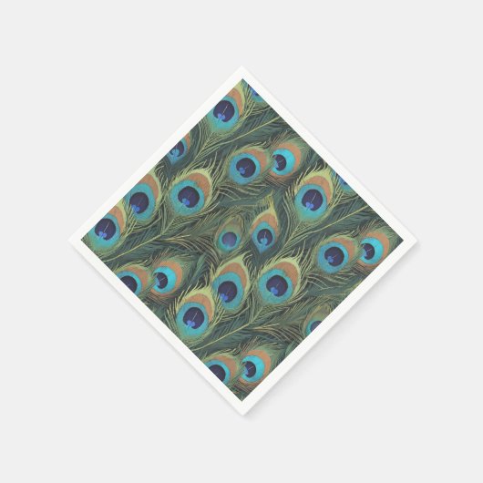 Prachtige Pauwenveren Servet (Hoek)